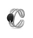 Ring zilverkleurig zwarte cirkel