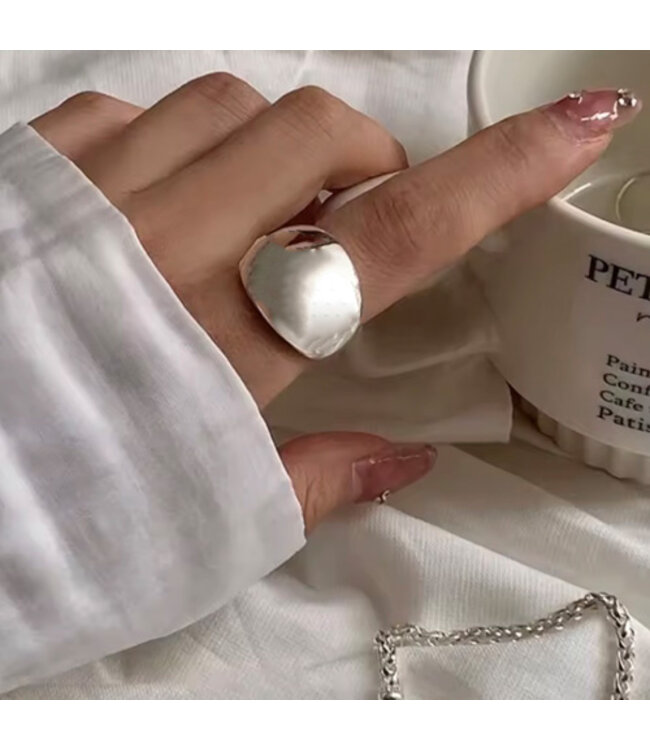 Ring zilverkleurig breed