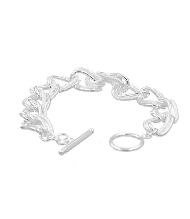 Schakelarmband zilverkleruig brede schakels