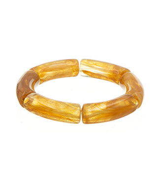 Goudhaartje Armband marmerlook brede kralen beige