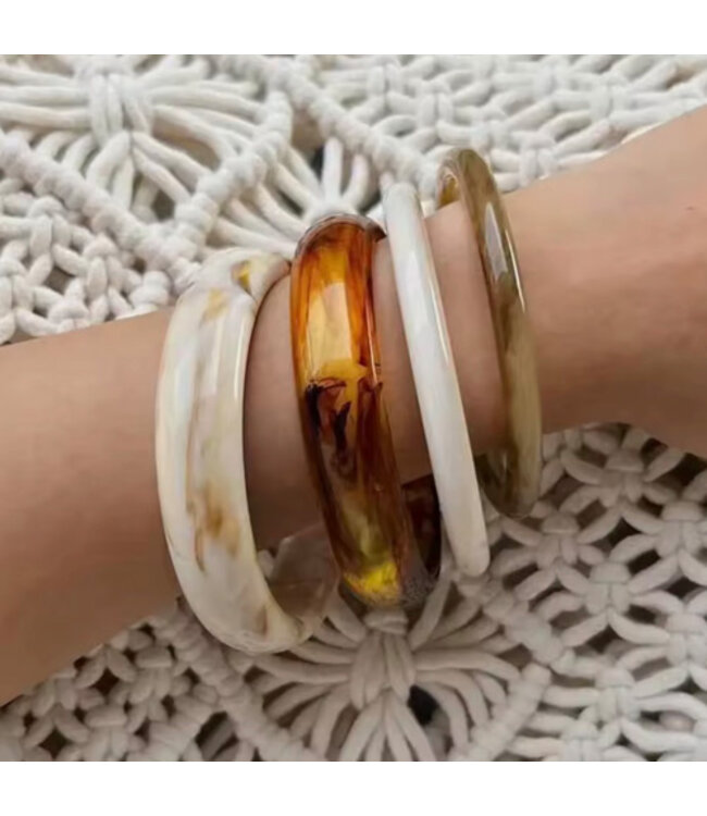 Armband marmerlook bruin/beige 4 stuks