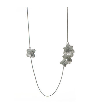 Goudhaartje Ketting zilverkleurig mat bloesem