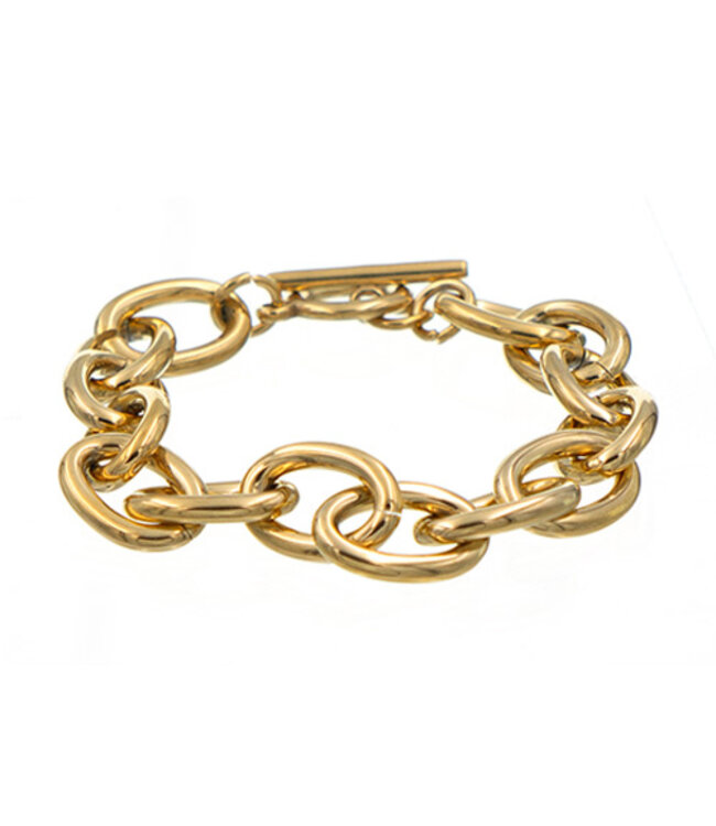 Schakelarmband goudkleurig ovaal breed