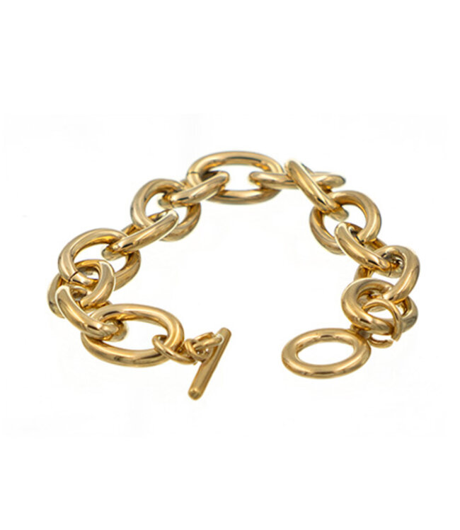 Schakelarmband goudkleurig ovaal breed