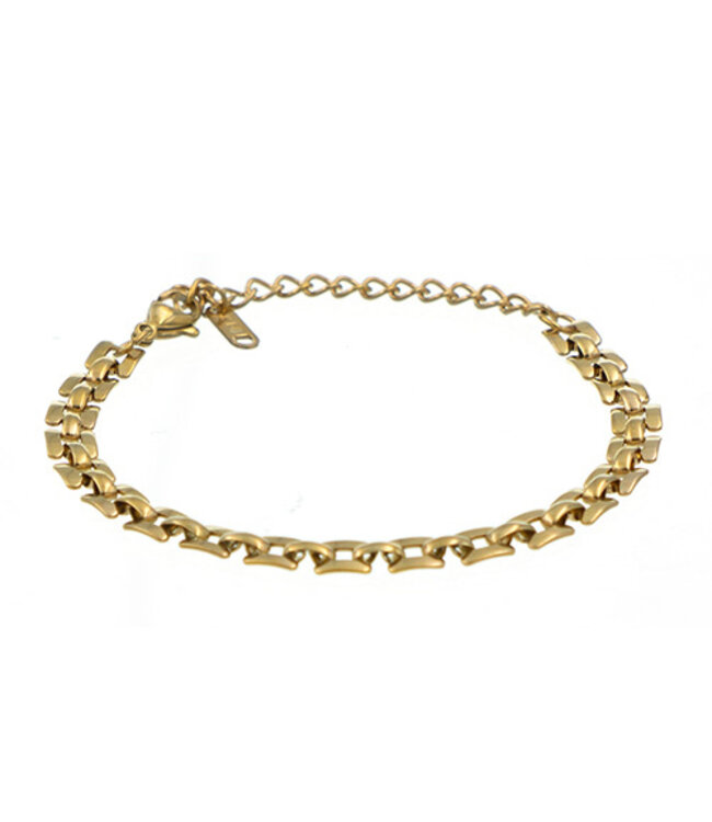 Schakelarmband goudkleurig rechthoekig