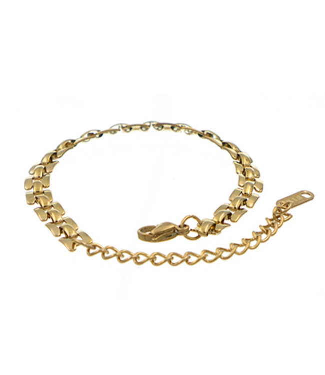 Schakelarmband goudkleurig rechthoekig
