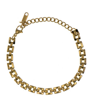 Goudhaartje Schakelarmband goudkleurig rechthoekig