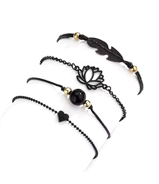 Goudhaartje Armband zwart 4 stuks