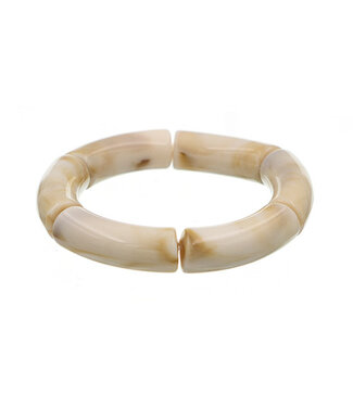 Goudhaartje Armband marmerlook brede kralen crème