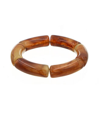 Goudhaartje Armband marmerlook brede kralen bruin