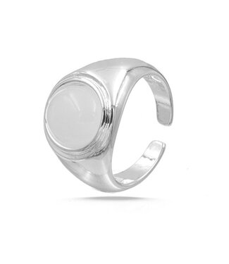 Goudhaartje Ring zilverkleurig white pearl