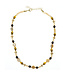 Ketting kralen en stenen bruin goudkleurig