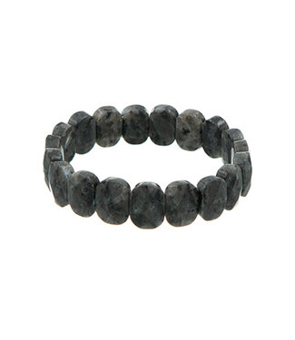 Goudhaartje Armband ovale kralen marmerlook grijs