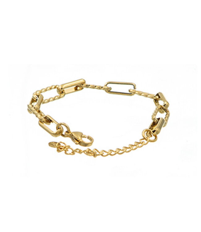 Schakelarmband goudkleurig schakels rechthoekig