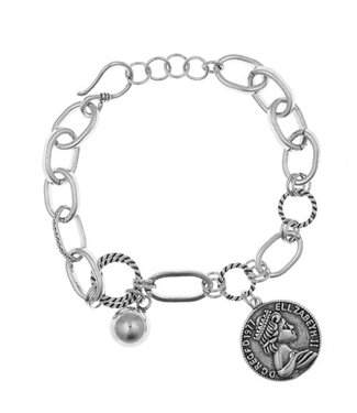 Goudhaartje Bedelarmband zilverkleurig geluksmunt