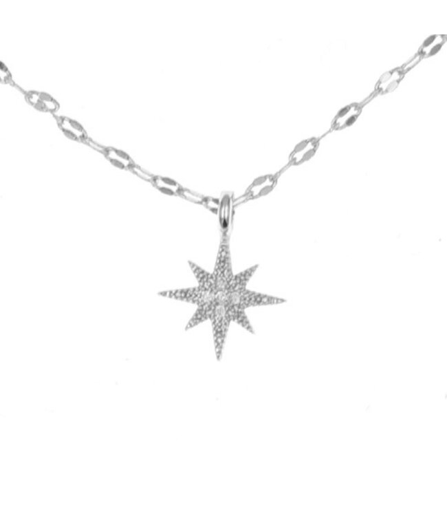 Ketting zilverkleurig ster en maan