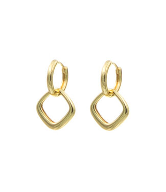 Goudhaartje Oorbellen goudkleurig cirkel vierkant