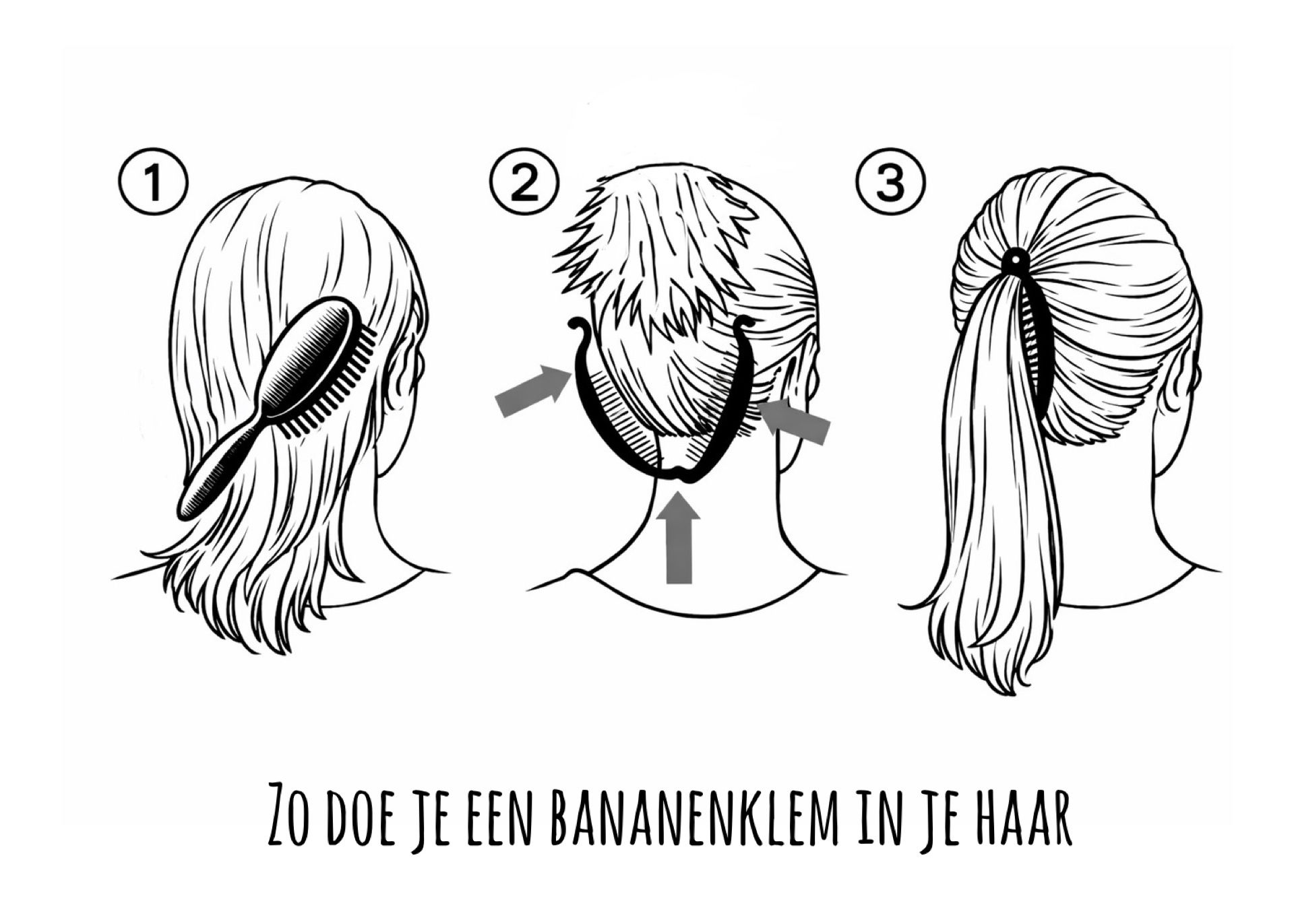 Zo doe je een bananenklem in je haar