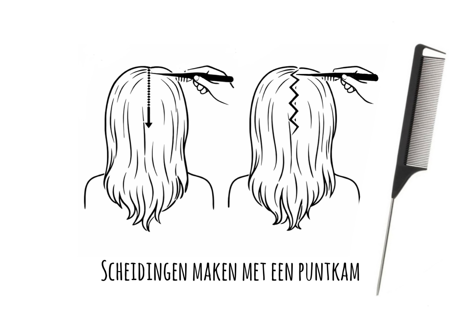 Scheidingen maken met een puntkam