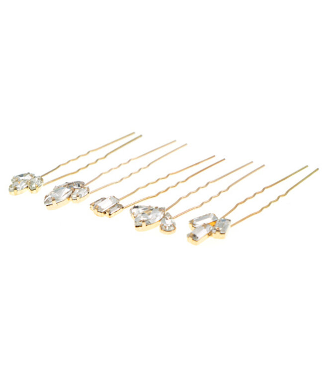 Vintage haarpinnen goudkleurig 5 stuks