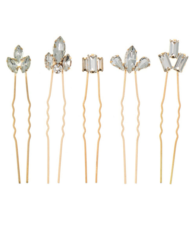 Vintage haarpinnen goudkleurig 5 stuks