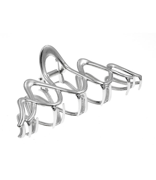 Haarklem metaal golven zilverkleurig