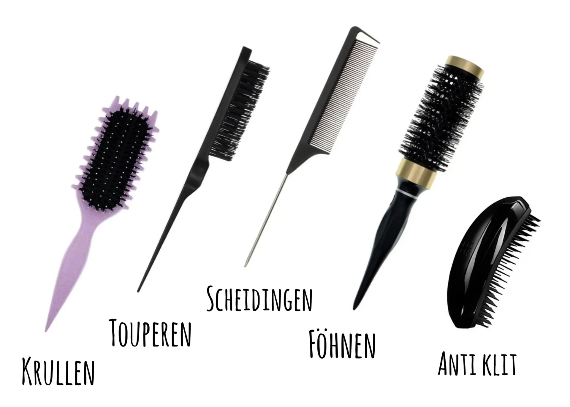 Verschillende soorten haarborstels