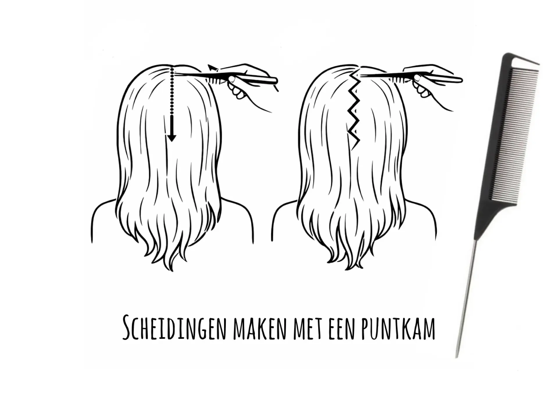 Scheidingen maken met een puntkam