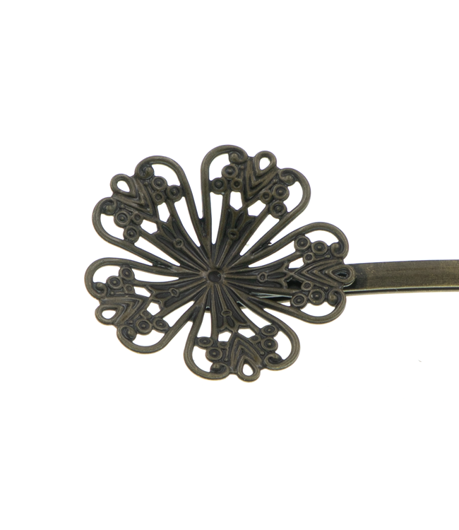 Haarschuifjes met bloem bronskleurige