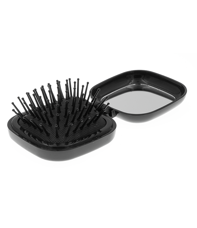 Inklapbare haarborstel vierkant zwart
