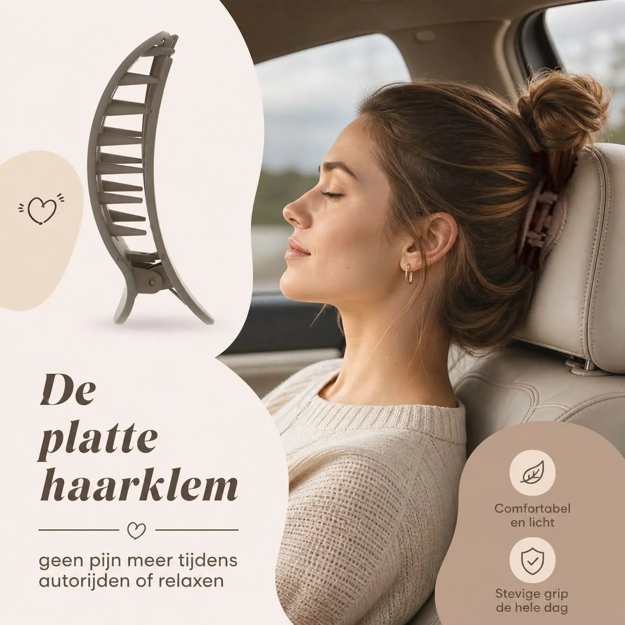 Platte haarklem in auto