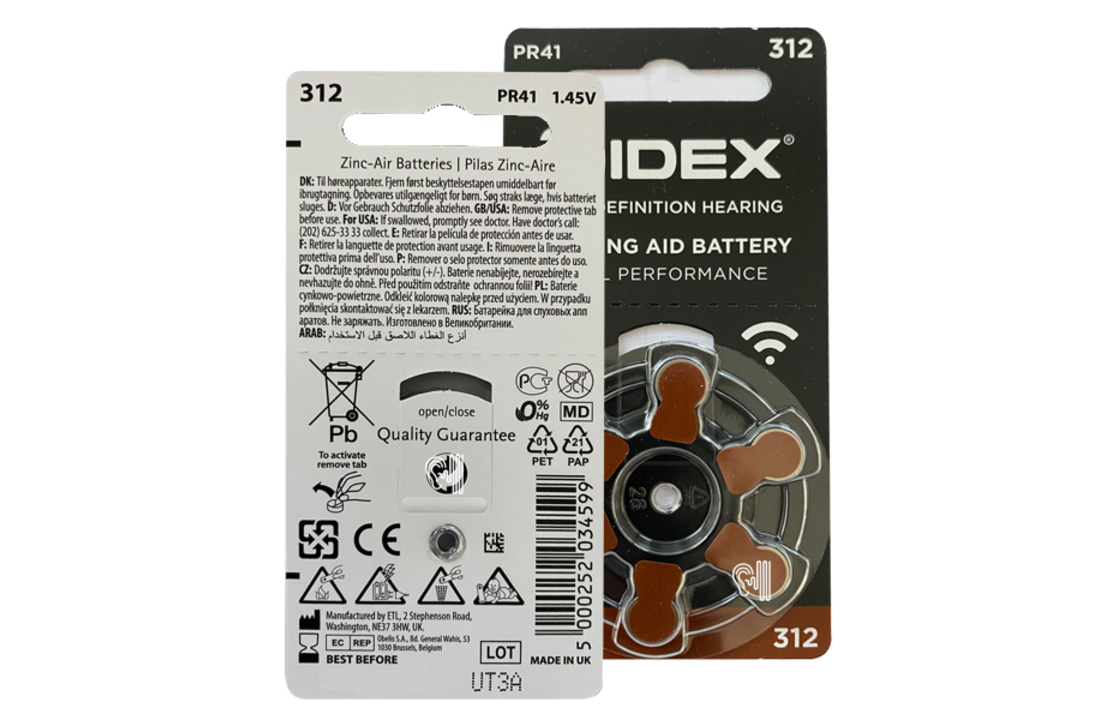 Widex 312 (PR41) Brown hearing battery - value package