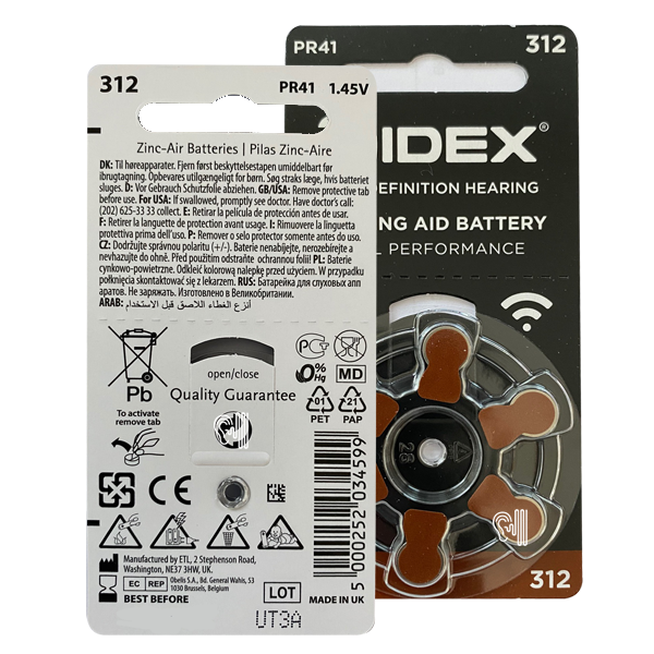 Widex 312 (PR41) Brown hearing battery - value package