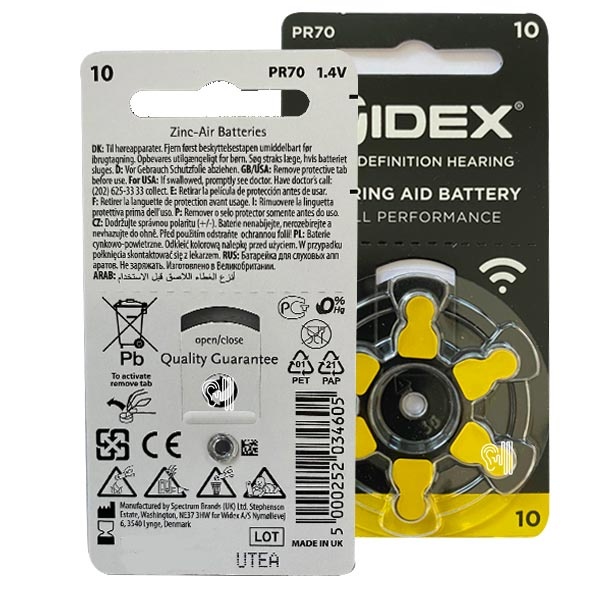 Widex 10 (PR70) Yellow hearing battery - value package