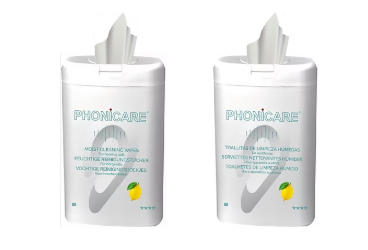 Phonicare Cleaning Wipes with lemon fragrance - 50 pieces in dispenser