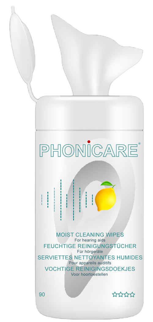 Phonicare Cleaning Wipes with lemon fragrance - 90 pieces in dispenser