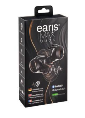 EarisMAX Buds Bluetooth earbuds with personal hearing profile, noise cancelling and Auracast