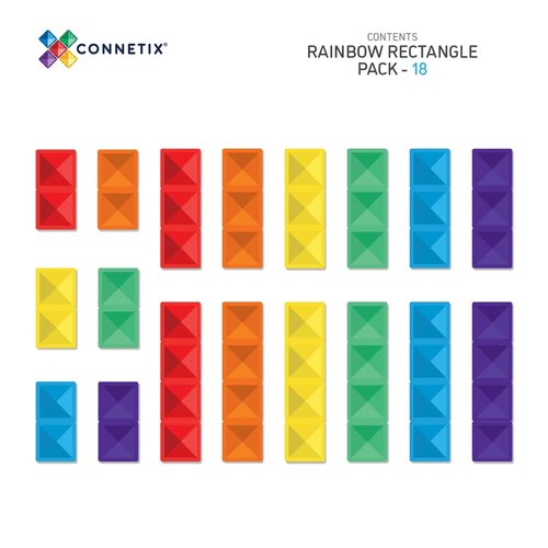 Connetix Rainbow Rectangle Pack - 18 delig