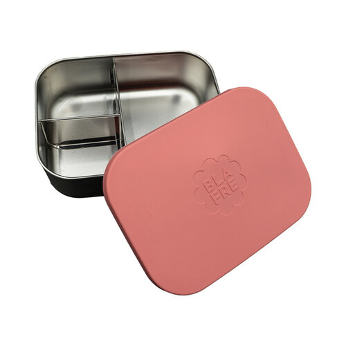 Blafre RVS lunchbox 3-vaks met siliconen deksel Roze Blafre RVS lunchbox 3-vaks met siliconen deksel Roze