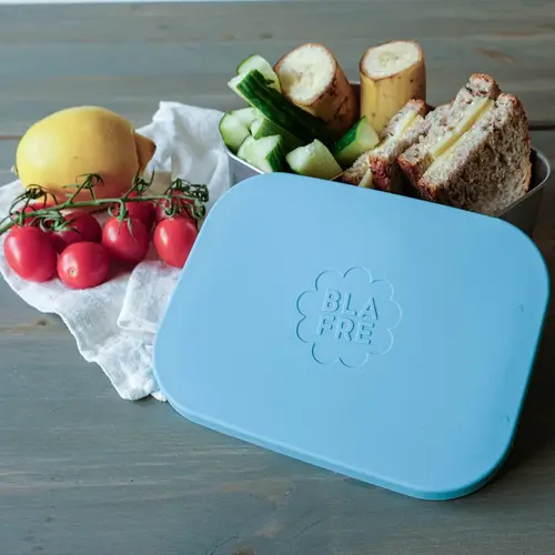 Blafre RVS lunchbox 3-vaks met siliconen deksel Blauw