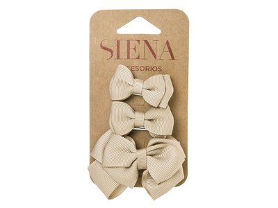 SIENA Set - 1 grote strik en 2 kleine strikjes beige