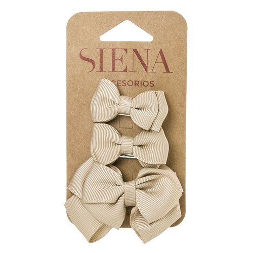 SIENA Set - 1 grote strik en 2 kleine strikjes beige