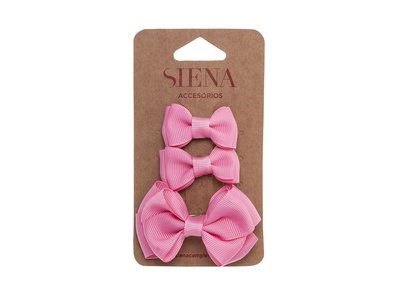 SIENA Set - 1 grote strik en 2 kleine strikjes Licht Fuchsia