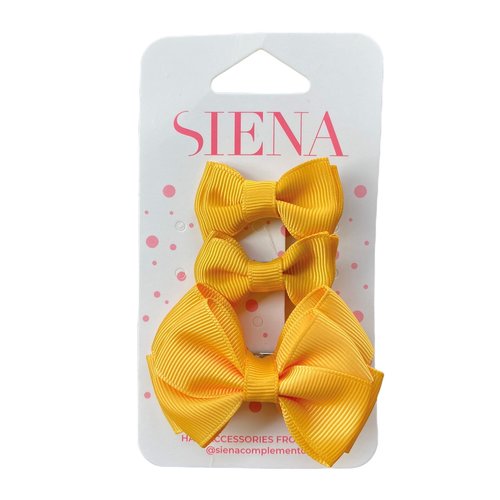 SIENA Set - 1 grote strik en 2 kleine strikjes mosterd SIENA Set - 1 grote strik en 2 kleine strikjes mosterd