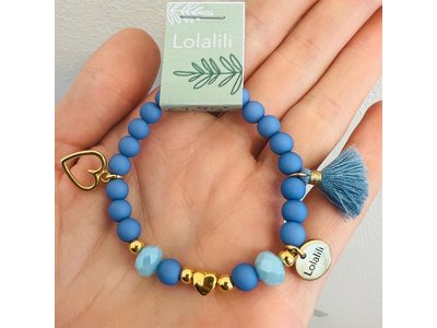 LOLALILI EXCLUSIEF Armbandje - Blauw hartje