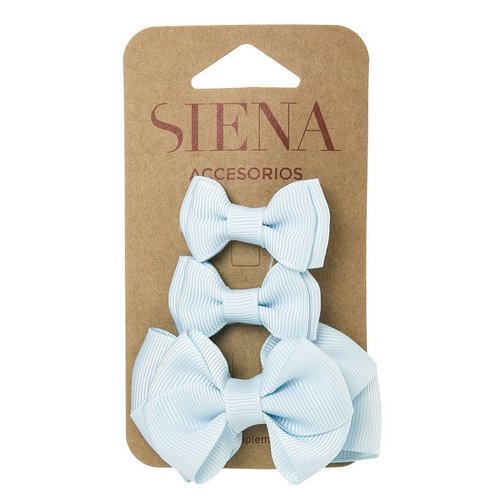 SIENA Set - 1 grote strik en 2 kleine strikjes babyblauw