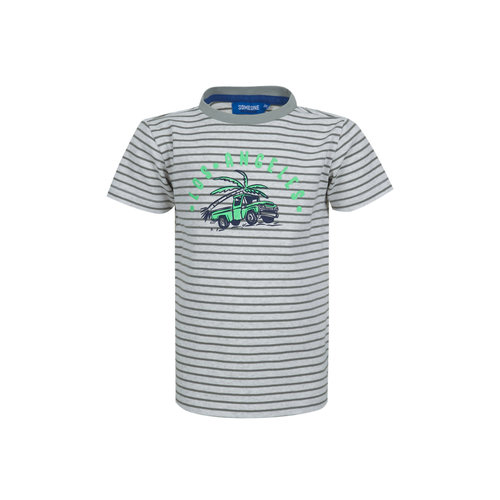 SOMEONE T-shirt - Zandkleur met khaki strepen en print