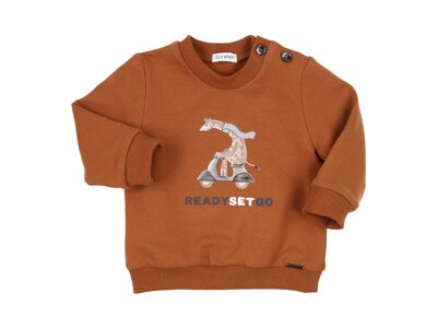 GYMP Sweater - Cognac met Giraf op scooter