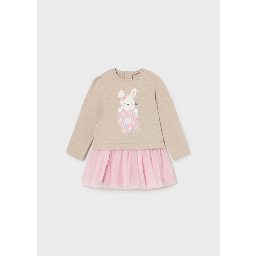MAYORAL Jurkje - Roze/Beige met tulle rok en print MAYORAL Jurkje - Roze/Beige met tulle rok en print