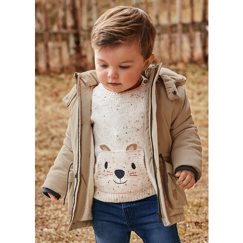 MAYORAL Trui - Fijngebreide beige trui met beertje MAYORAL Trui - Fijngebreide beige trui met beertje